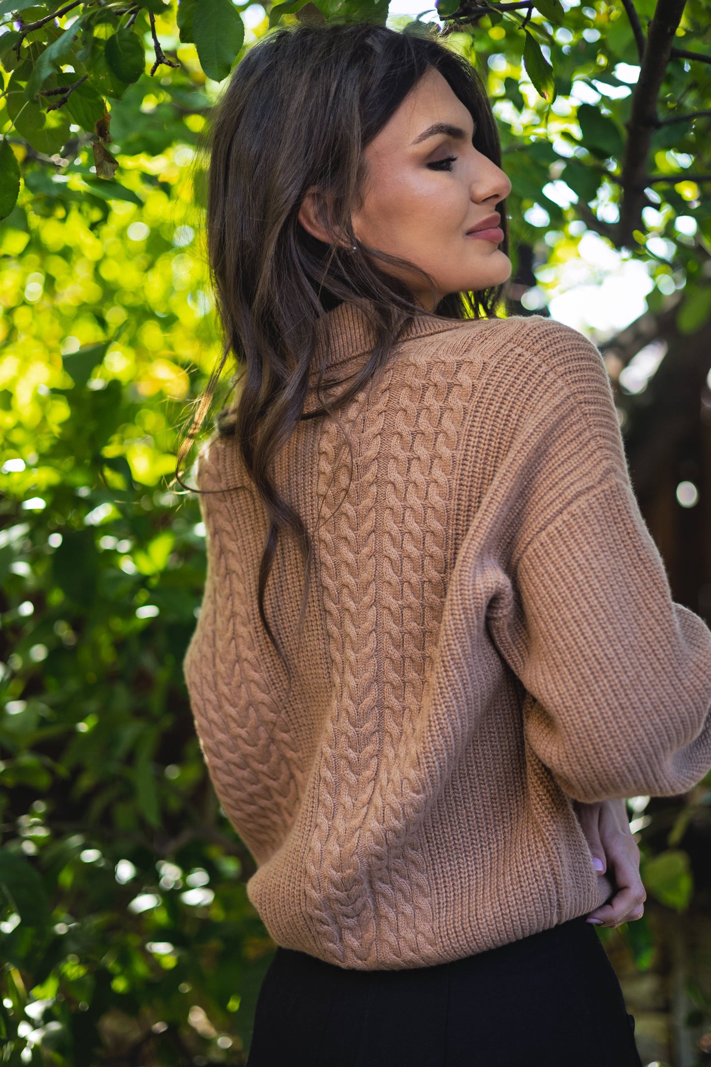 Cardigan cu guler polo si torsade – Cashmere Blend