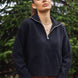 Pulover din mix cu casmir, cu guler inalt si fermoar