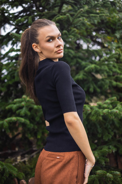 Polo tricotat din bumbac fin